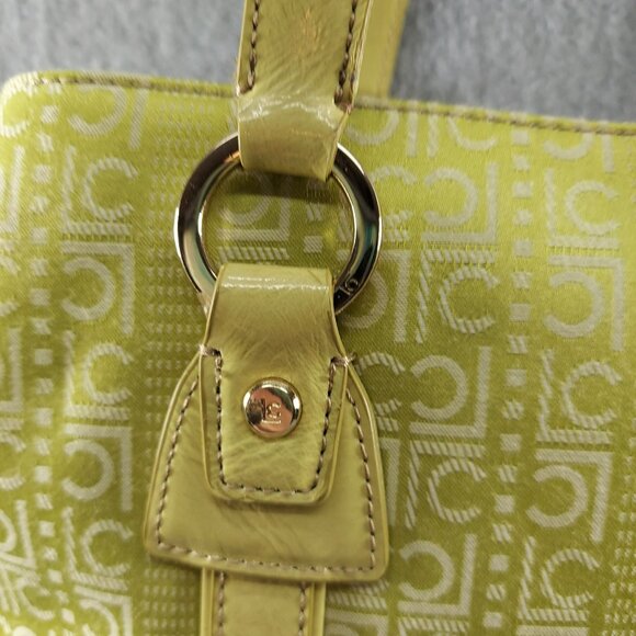 Liz Claiborne Green Logo Patterned Tote Bag With Double Handles - Picture 4 of 13